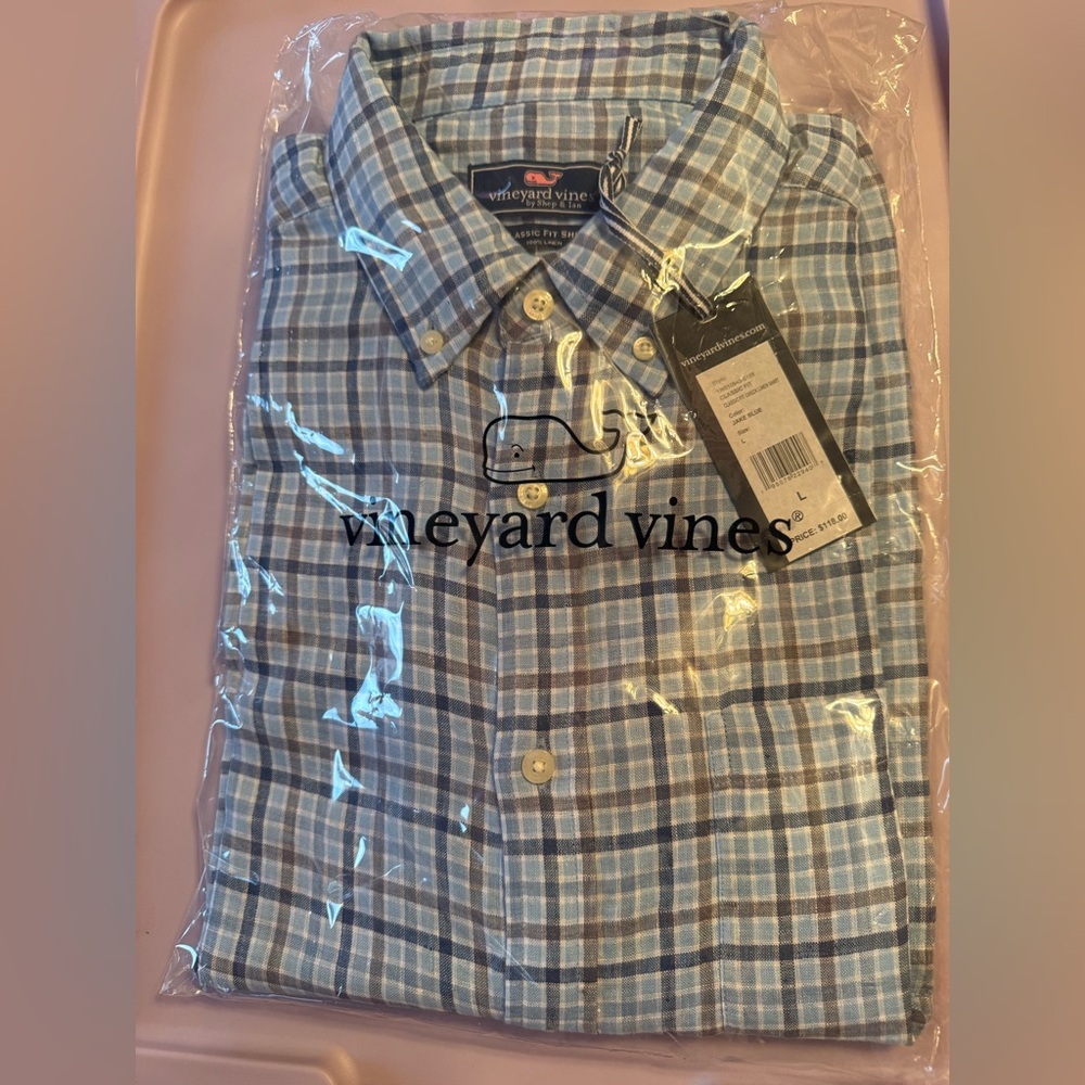 Vineyard Vines Men’s Collared Shirt - Jake Blue - Size L - NWT